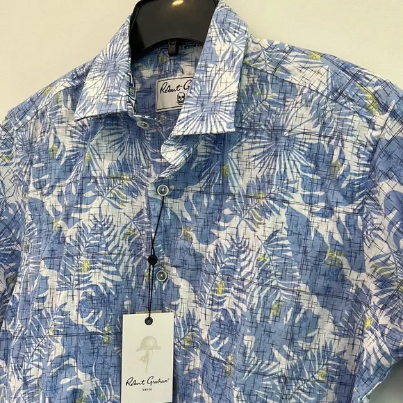 NEW Robert Graham Linen/Cotton SS Button Front Shirt - Picture 2 of 9